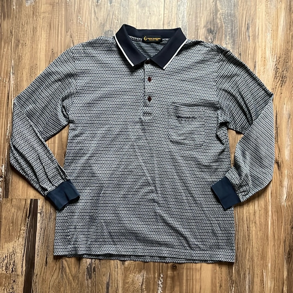 Gianni Valentino Blue/White Printed Collared LongSleeved Shirt
